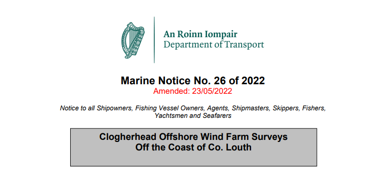 Marine Notice Publication for Geophysical Survey Works